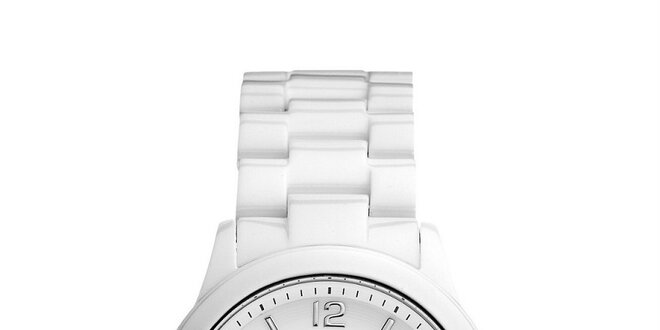Decentní polykarbonátové bílé hodinky
