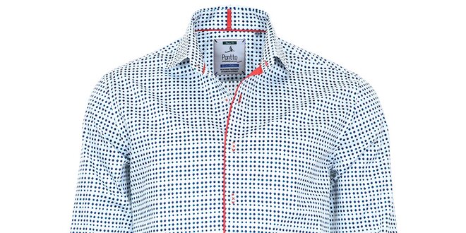 Pánská puntíkovaná košile Pontto s červenými prvky