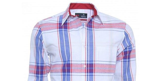 Pánská modro-červeně kostkovaná košile Pontto