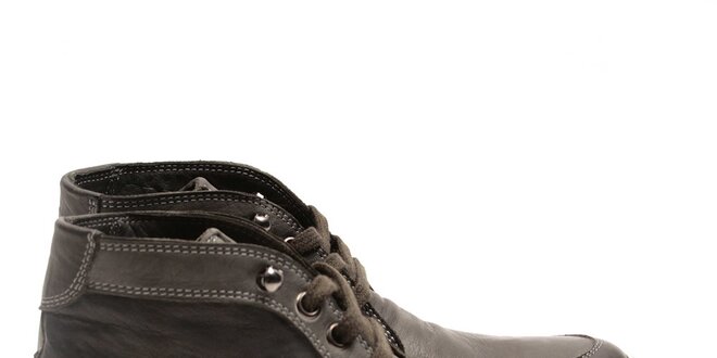 Pánské šedé kotníčkové boty z kůže Armand Basi
