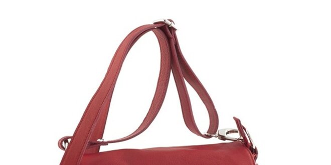 Dámská rudá kožená kabelka přes rameno se střapcem Ore 10