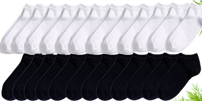 12 párů kotníkových ponožek s bambusovým vláknem ve třech barvách a velikostech