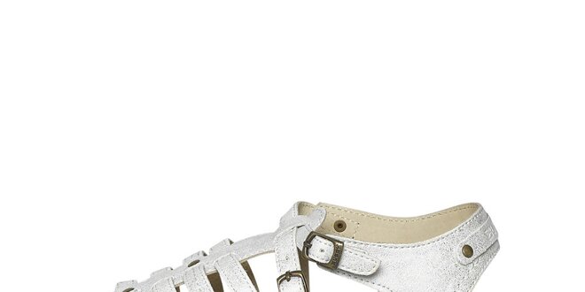 Dámské bílé metalické páskové sandálky Buggy