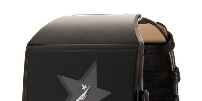 Dámské ocelové hodinky Thierry Mugler s tmavě hnědým koženým řemínkem