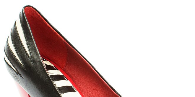 Dámské černo-bílo-červené lodičky s otevřenou špičkou Lola Ramona