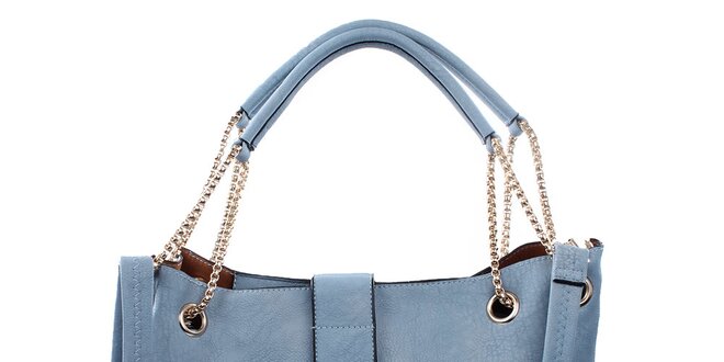 Dámská modrá kabelka s poutky na řetízku Bessie