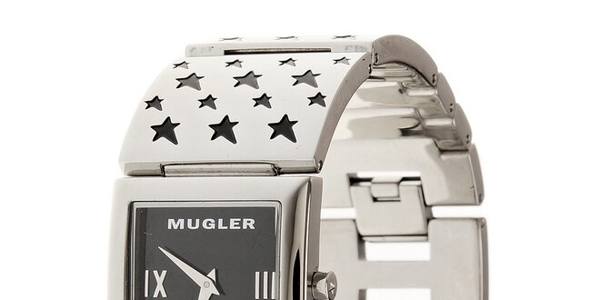 Dámské ocelové hodinky Thierry Mugler s černými hvězdičkami