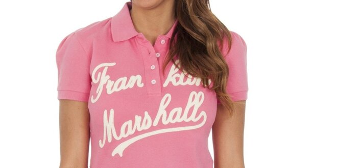 Dámské růžové polo tričko s nápisem Franklin & Marshall