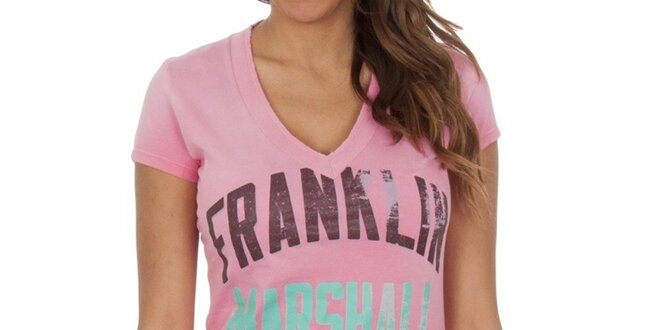 Dámské růžové tričko s nápisy Franklin & Marshall
