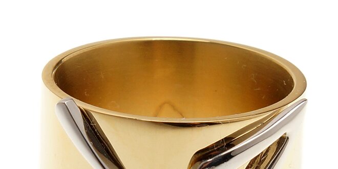 Dámský zlatý ocelový prsten Thierry Mugler se stříbrnou hvězdou