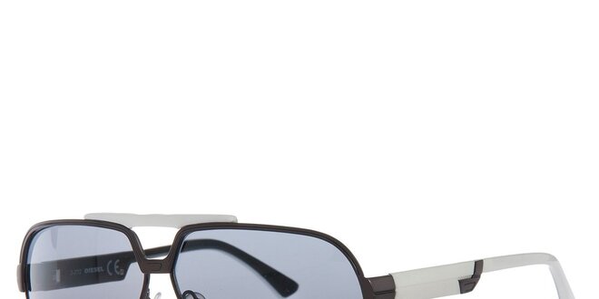 Pánské černo-bílé sluneční brýle s tmavě šedými sklíčky Diesel