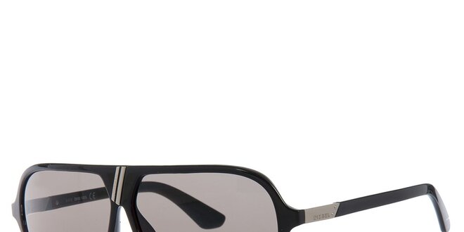 Pánské retro černé sluneční brýle s šedými sklíčky Diesel