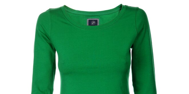 Dámské trávově zelené bavlněné tričko Pietro Filipi s dlouhým rukávem