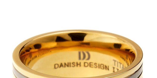 Dámský titanový prsten Danish Design se zlatými proužky