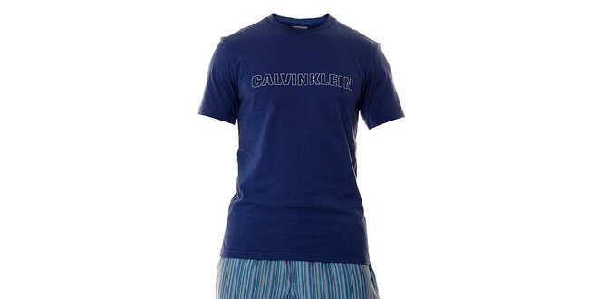 Pánské světle modré pyžamo Calvin Klein s dlouhými kalhotami
