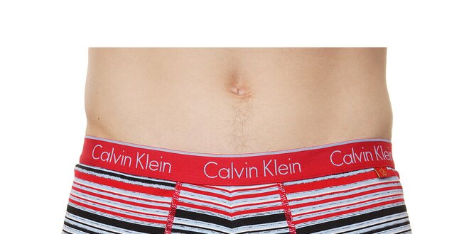 Pánské červeno-černé proužkované boxerky Calvin Klein