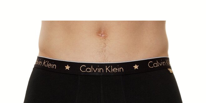 Pánské černé boxerky Calvin Klein se zlatým logem