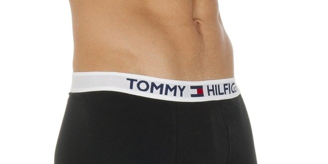 Pánské černé boxerky s bílou gumou Tommy Hilfiger