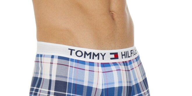 Pánské bílo-modré kárované boxerky Tommy Hilfiger