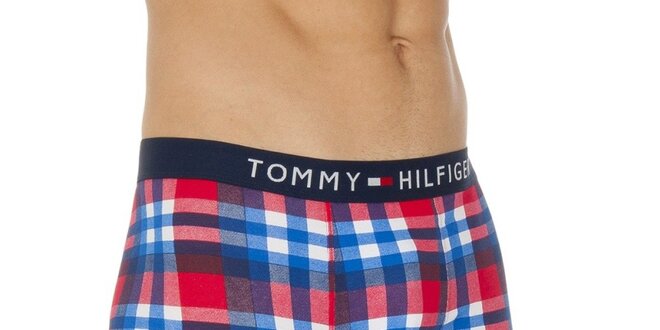 Pánské červeno-modré kárované boxerky Tommy Hilfiger