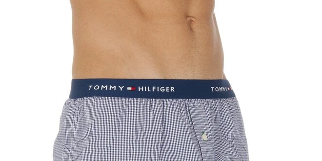 Pánské modro-bílé kostičkované boxerky Tommy Hilfiger