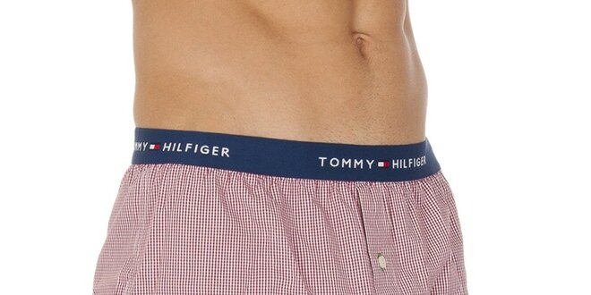 Pánské červeno-bílé kostičkované boxerky Tommy Hilfiger