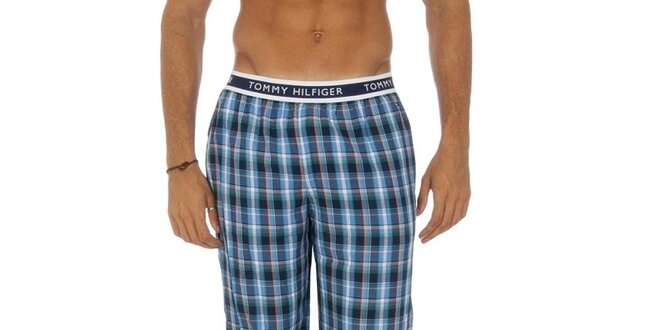 Pánské modré kárované pyžamové kalhoty Tommy Hilfiger