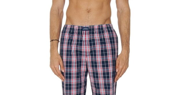 Pánské modro-červené kárované pyžamové kalhoty Tommy Hilfiger