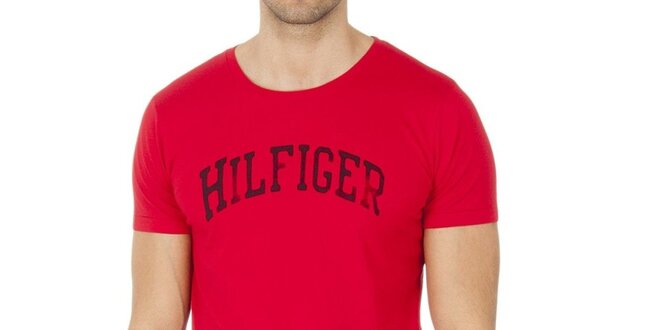 Pánské červené tričko s nápisem Tommy Hilfiger