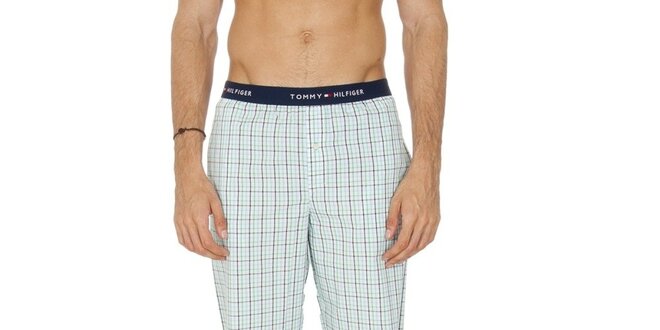 Pánské světle modré kárované pyžamové kalhoty Tommy Hilfiger