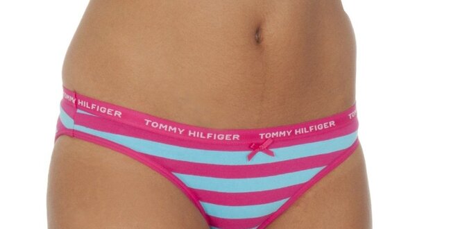 Dámské růžovo-modré pruhované kalhotky Tommy Hilfiger