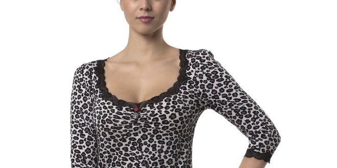 Dámské černo-bílé leopardí tričko Vive Maria