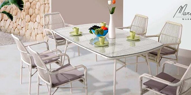 Luxusní jídelní stůl a 6 židlí Provence