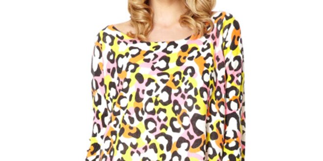 Dámský dlouhý svetr s barevným leopardím potiskem Miss Jolie