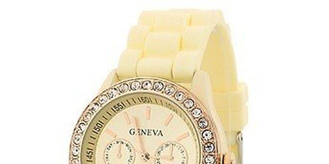 Geneva with rhinestones flint Color/Creme, dámské hodinky