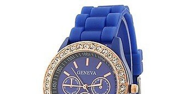 Geneva with rhinestones flint Color/Blue, dámské hodinky