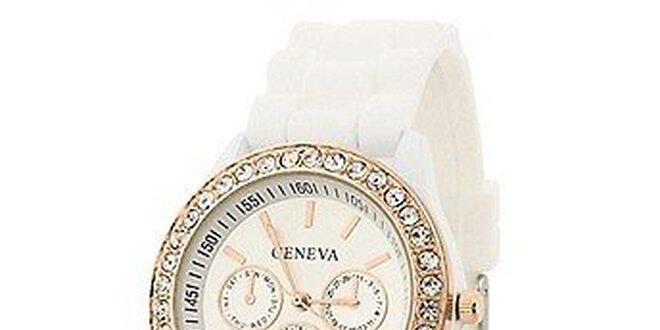 Geneva with rhinestones flint Color/White, dámské hodinky