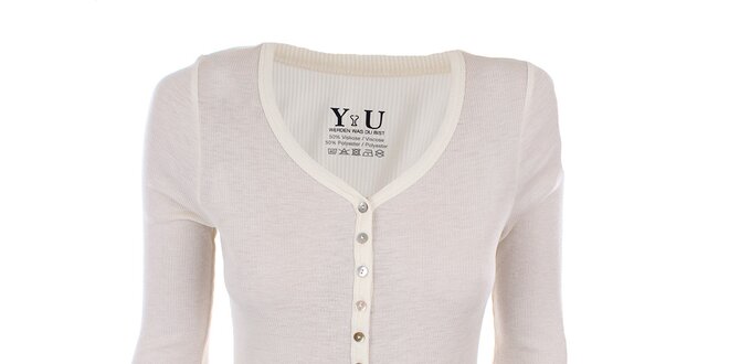 Dámské krémově bílé žebrované tričko YU Feelwear