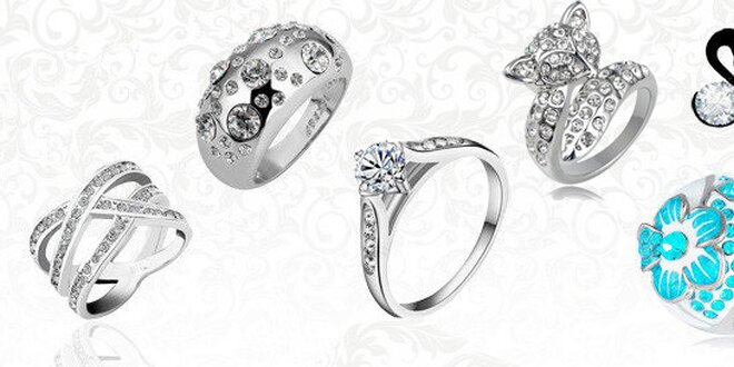 Prsteny s českými krystaly a pravým zlatem