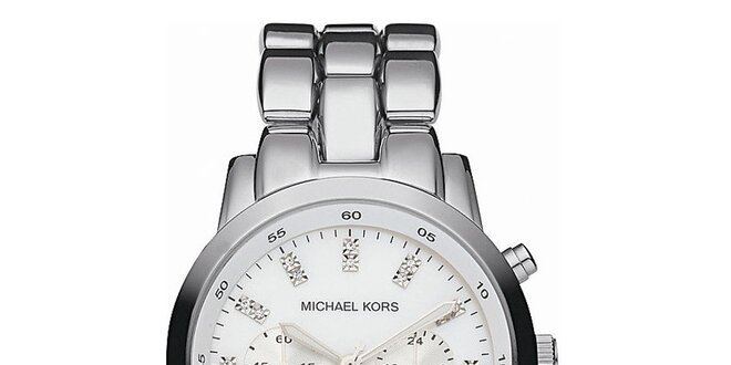 Unisexové hodinky ve stříbrné barvě s chronografem a datumovkou Michael Kors