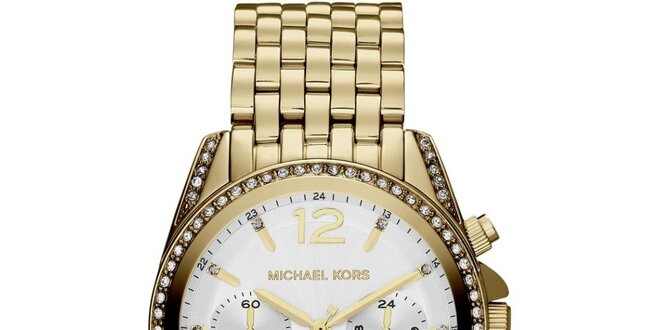 Dámské zlacené hodinky s datumovkou a chronografem Michael Kors