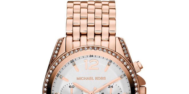 Dámské hodinky v barvě růžového zlata s datumovkou a chronografem Michael Kors