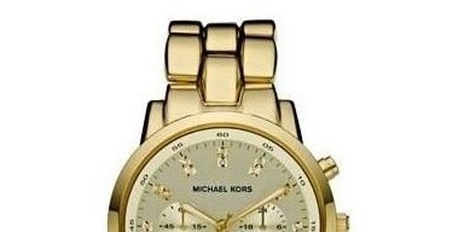 Unisexové hodinky ve zlaté barvě s chronografem a datumovkou Michael Kors