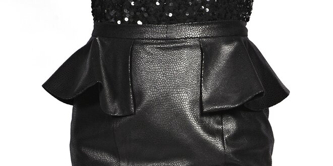 Dámská černá sukně v koženém looku Liquorish