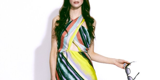 Dámské barevné šaty s asymetrickou sukní Liquorish