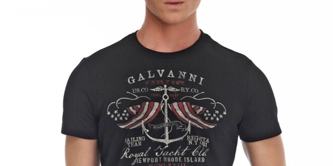 Pánské černé tričko s potiskem Galvanni