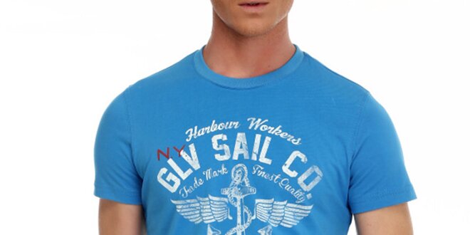 Pánské modré tričko s potiskem Galvanni