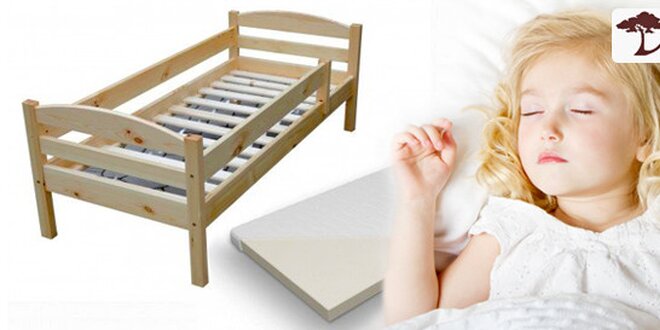Dětská postel z masivu včetně roštu a matrace