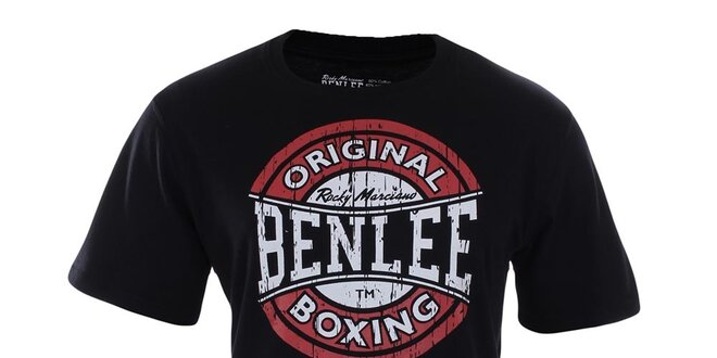 Pánské černé tričko s červeno-bílým potiskem Benlee