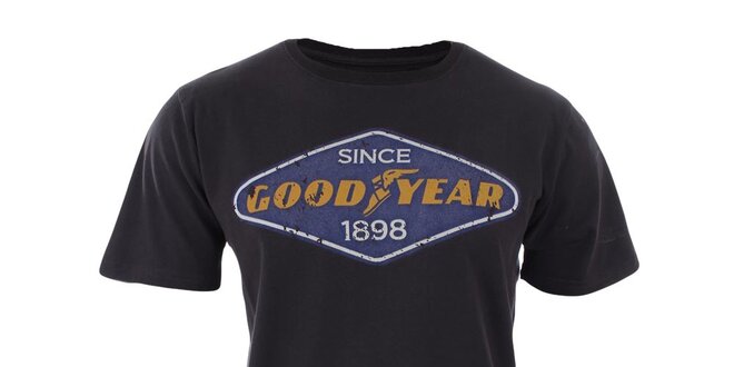 Pánské černé potištěné tričko Goodyear